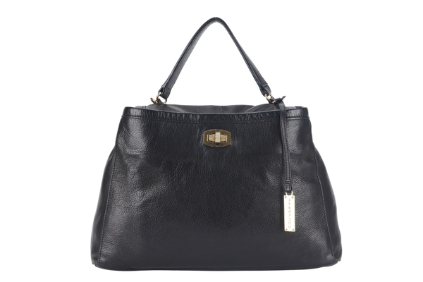 RABEANCO SHOULDER BAG BLACK LEATHER GOLD HARDWARE WITH DUST COVER