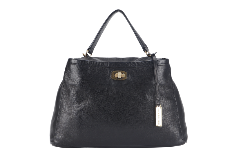 RABEANCO SHOULDER BAG BLACK LEATHER GOLD HARDWARE WITH DUST COVER