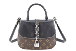 LOUIS VUITTON M44115 CHAIN IT BLACK CALFSKIN x MONOGRAM SILVER HARDAWARE, GOLD HARDWARE WITH STRAPS AND DUST COVER