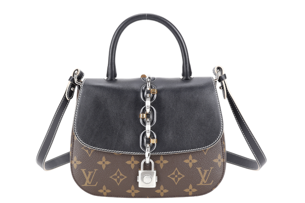 LOUIS VUITTON M44115 CHAIN IT BLACK CALFSKIN x MONOGRAM SILVER HARDAWARE, GOLD HARDWARE WITH STRAPS AND DUST COVER