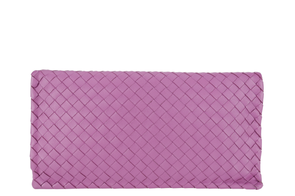 BOTTEGA VENETA PURPLE INTRECCIATO LEATHER TWIST LOCK CLUTCH S-N _ BO5724375E WITH DUST COVER