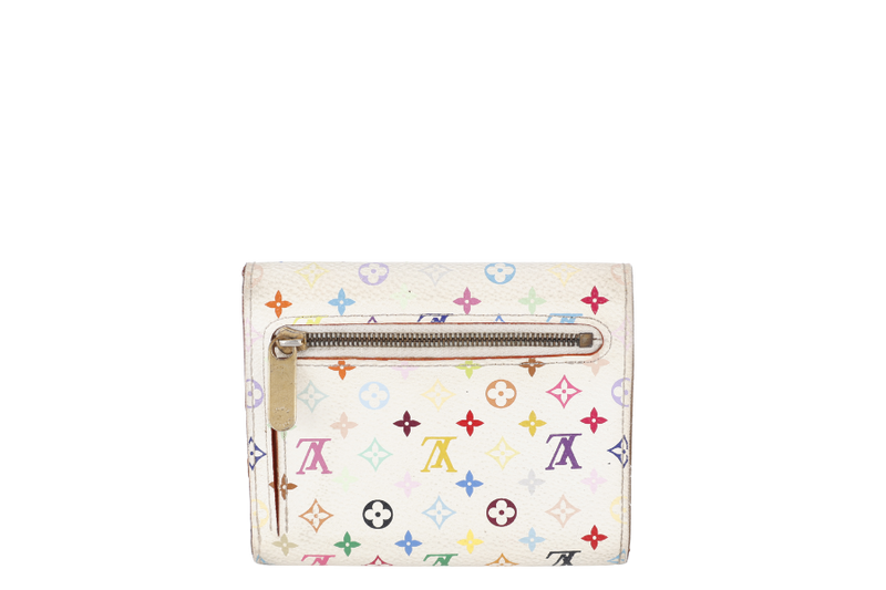 LOUIS VUITTON M58014 PORTEFEIULLE KOALA TRI-FOLD WHITE MULTICOLOR MONOGRAM CANVAS WALLET GOLD HARDWARE TH1025 NO DUST COVER