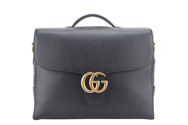 GUCCI GG MARMONT LARGE BLACK LEATHER CROSSBODY GOLD HARDWARE WITH DUST COVER