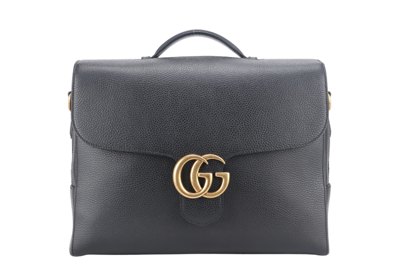 GUCCI GG MARMONT LARGE BLACK LEATHER CROSSBODY GOLD HARDWARE WITH DUST COVER