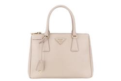 PRADA GALLERIA MEDIUM BEIGE SAFFIANO LEATHER GOLD HARDWARE WITH STRAPS AND DUST COVER
