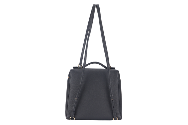 LORO PIANA EXTRA POCKET BACKPACK BLACK GRAINED CALFSKIN GOLD HARDWARE WITH DUST COVER AND BOX