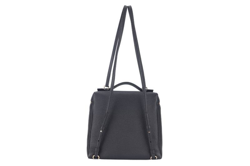 LORO PIANA EXTRA POCKET BACKPACK BLACK GRAINED CALFSKIN GOLD HARDWARE WITH DUST COVER AND BOX