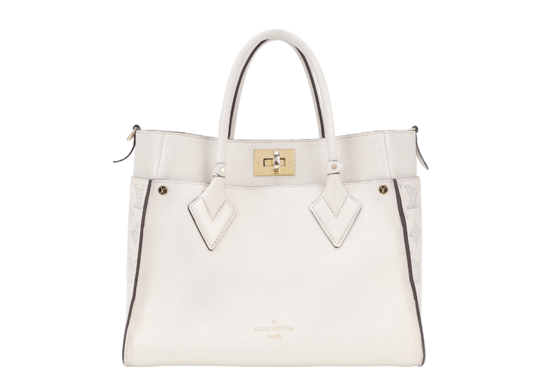 LOUIS VUITTON M20600 ON MY SIDE BEIGE CALF LEATHER GOLD HARDWARE WITH DUST COVER AND STRAPS