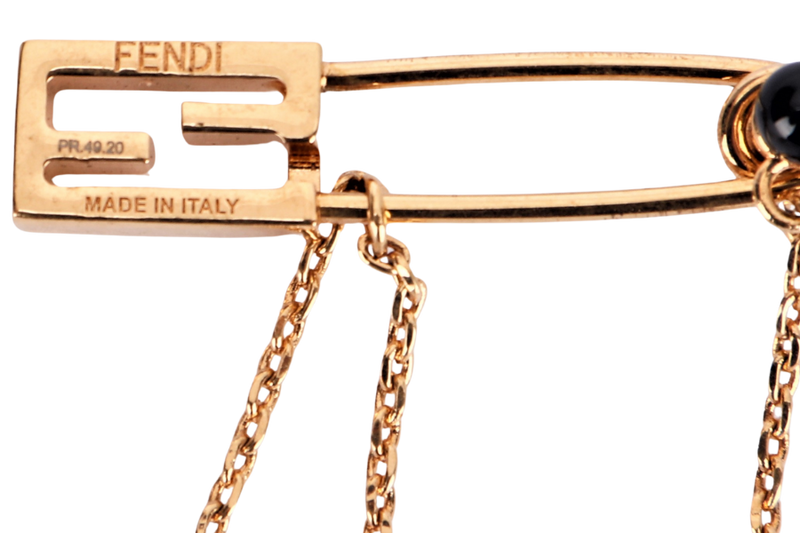 FENDI BAGUETTE CHARMS BRACELET, LIGHT GREEN ENAMEL & GOLD PLATED, NO DUST COVER & BOX