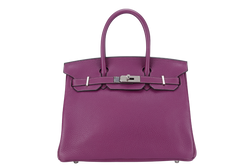 HERMES BIRKIN 30 ANEMONE CLEMENCE LEATHER SILVER HARDWARE STAMP Z (2021) WITH DUST COVER