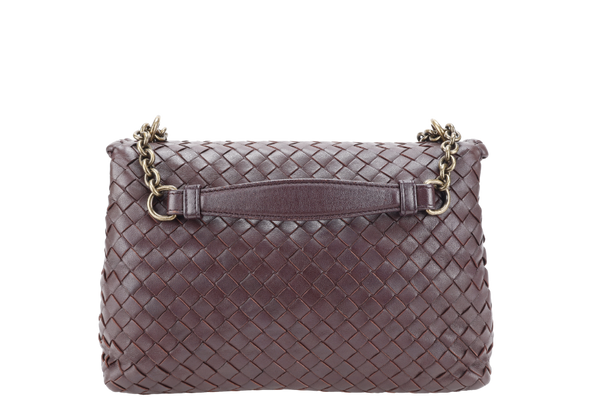 BOTTEGA VENETA NAPPA INTRECCIATO OLIMPIA SHOULDER BAG SMALL BROWN LEATHER GOLD HARDWARE NO DUST COVER