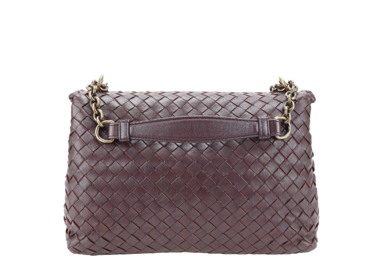 BOTTEGA VENETA NAPPA INTRECCIATO OLIMPIA SHOULDER BAG SMALL BROWN LEATHER GOLD HARDWARE NO DUST COVER
