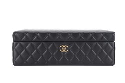 CHANEL BLACK VANITY CASE LIMITED EDITION (2500xxxx) RARA HOME DECOR COSMETIC JEWELRY BOX WITH DUST COVER AND BOX