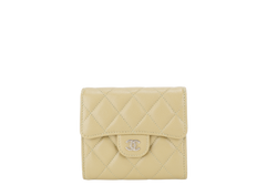 CHANEL QUILTED COMPACT FLAP WALLET PISTACHIO GREEN CAVIAR LEATHER GOLD HARDWARE MICROCHIP (UL3Lxxxx) WITH DUST COVER