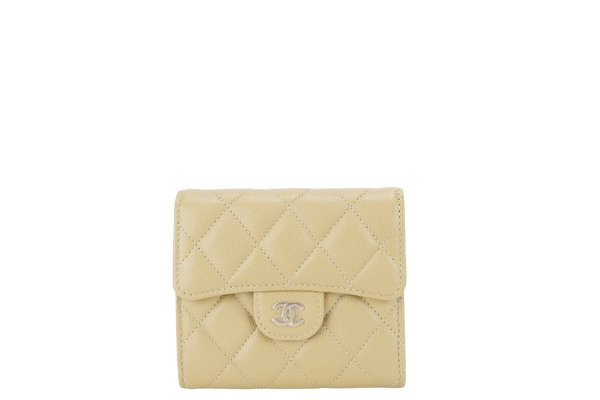 CHANEL QUILTED COMPACT FLAP WALLET PISTACHIO GREEN CAVIAR LEATHER GOLD HARDWARE MICROCHIP (UL3Lxxxx) WITH DUST COVER