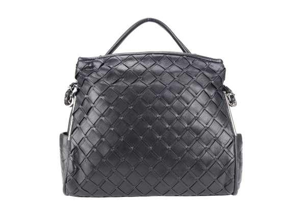 CHANEL ULTIMATE SOFT HOBO WOVEN BLACK LAMBSKIN LEATHER SILVER HARDWARE (1134xxxx) WITH CARD AND DUST COVER