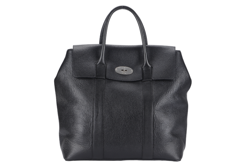 MULBERRY BAYSWATER TOTE BLACK LEATHER SILVER HARDWARE WITH DUST COVER