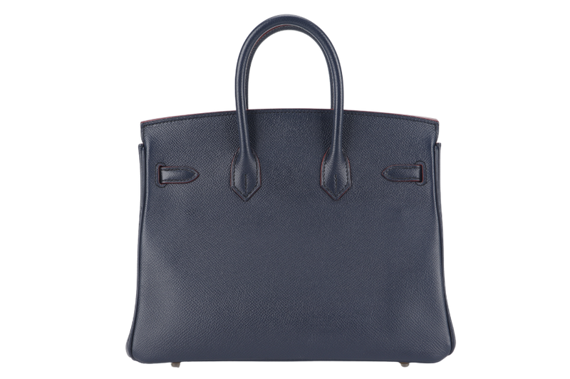 HERMES BIRKIN 25 CONTOUR BLUE INDIGO EPSOM LEATHER GOLD HARDWARE STAMP X (2016) WITH KEYS&LOCK, RAIN COAT AND DUST COVER