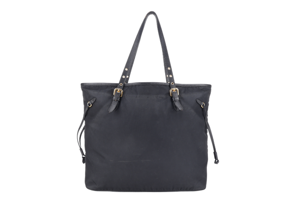 PRADA BR4997 SHOULDER TOTE BAG NERO TESSUTO SAFFIANO GOLD HARDWARE WITH CHARM, CARD AND NO DUST COVER