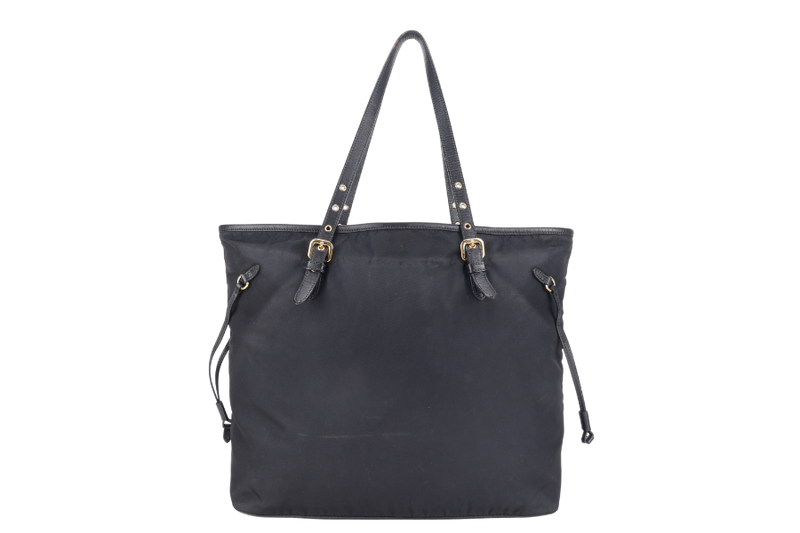 PRADA BR4997 SHOULDER TOTE BAG NERO TESSUTO SAFFIANO GOLD HARDWARE WITH CHARM, CARD AND NO DUST COVER