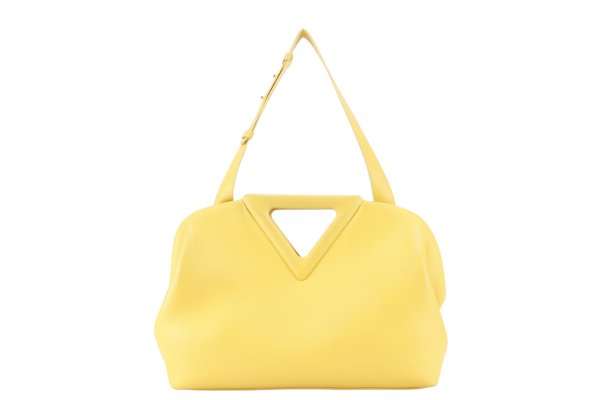 BOTTEGA VENETA MIRABELLE MEDIUM YELLOW POINT BAG WITH DUST COVER
