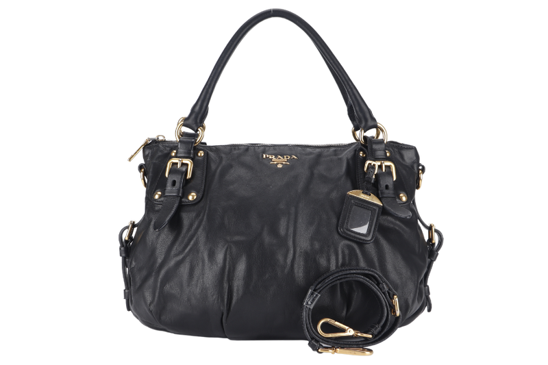 PRADA SATCHEL BAG (BR4281) WITH STRAPS BLACK CALFSKIN NO DUST COVER