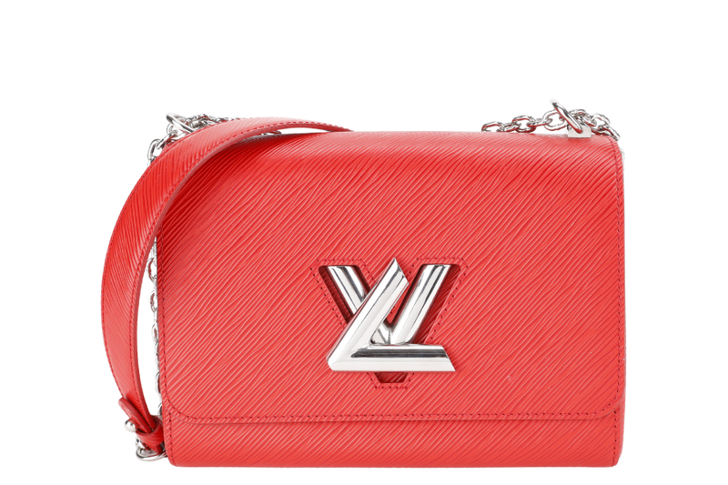 LOUIS VUITTON M50523 TWIST MM RED MEDIUM EPI LEATHER SILVER HARDWARE WITH DUST COVER