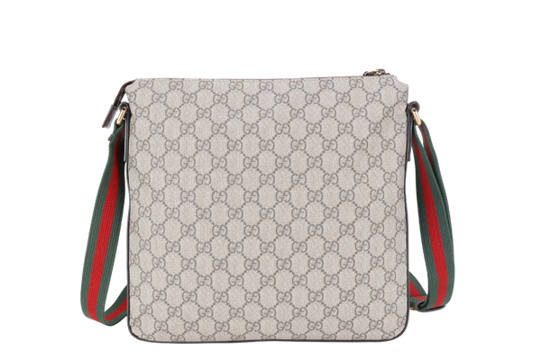 GUCCI ZIP GG SUPREME MESSENGER BAG BROWN CANVAS GOLD HARDWARE NO DUST COVER