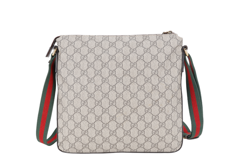 GUCCI ZIP GG SUPREME MESSENGER BAG BROWN CANVAS GOLD HARDWARE NO DUST COVER