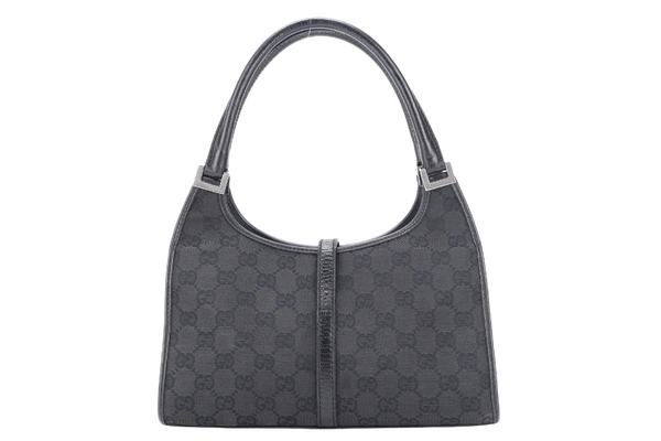 GUCCI JACKIE (01721) BLACK CANVAS & LEATHER SILVER HARDWARE NO DUST COVER