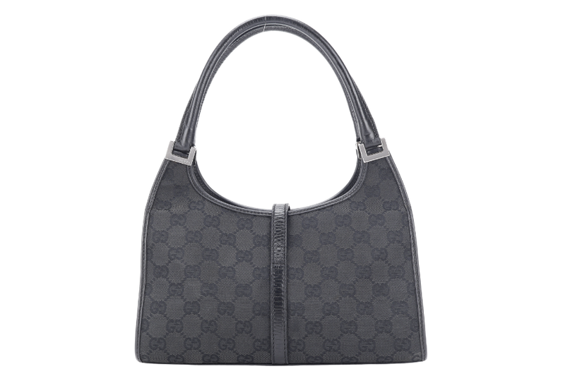 GUCCI JACKIE (01721) BLACK CANVAS & LEATHER SILVER HARDWARE NO DUST COVER