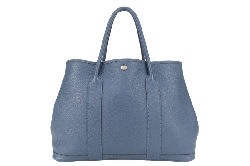 HERMES GARDEN PARTY 36 NEGONDA BLUE COLVERT SILVER HARDWARE STAMP R SQUARE (YEAR 2014) WITH DUST COVER