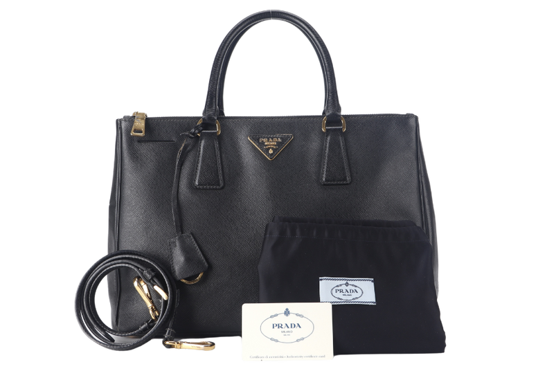 PRADA SAFFIANO LUX BLACK LEATHER (BN1844) GOLD HARDWARE WITH CARD AND DUST COVER