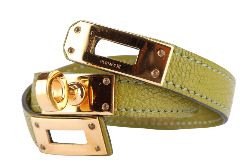 Hermes Kelly Double Tour Bracelet Green Anise with Gold Hardware, no Dust Cover & Box