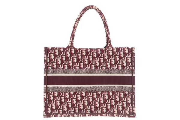 CHRISTIAN DIOR BOOK TOTE BURGUNDY OBLIQUE MEDIUM CANVAS NO DUST COVER
