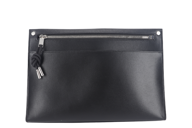 CHRISTIAN DIOR SIGNATURE HOMME BEE POCHETTE (03-B0-0143) BLACK LEATHER SILVER HARDWARE NO DUST COVER