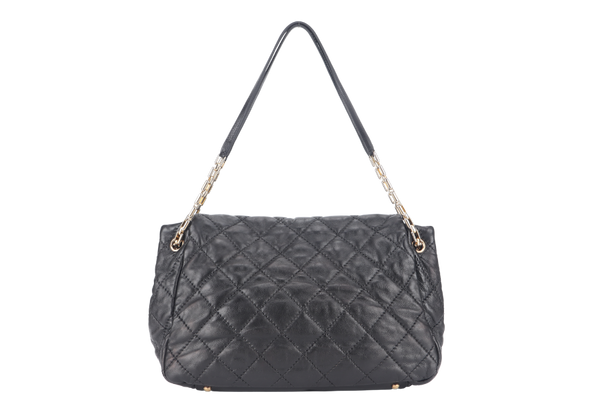 CHANEL RETRO CHAIN ACCORDIAN FLAP LARGE GREY LAMBSKIN LEATHER GOLD HARDWARE (1446xxxx) WITH DUST COVER