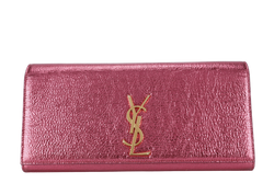 YVES SAINT LAURENT (YSL) METALLIC PINK LEATHER CASSANDRE CLUTCH WITH DUST COVER