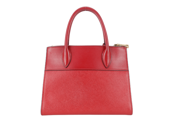 PRADA IBA116 RED ROSSO SAFFIANO x SMOOTH LEATHER BAG WITH STRAPS, CARD AND DUST COVER