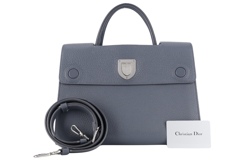 CHRISTIAN DIOR DIOREVER GREY CALFSKIN SILVER HARDWARE WITH CARD, STRAPS AND NO DUST COVER