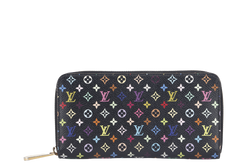 LOUIS VUITTON ZIPPY BLACK MULTICOLOR CANVAS LONG WALLET (M60271) WITH DUST COVER