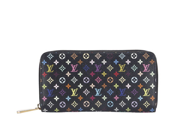 LOUIS VUITTON ZIPPY BLACK MULTICOLOR CANVAS LONG WALLET (M60271) WITH DUST COVER