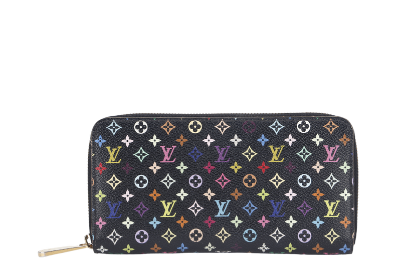 LOUIS VUITTON ZIPPY BLACK MULTICOLOR CANVAS LONG WALLET (M60271) WITH DUST COVER