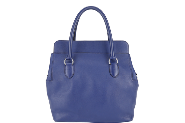 HERMES TOOLBOX 26 STAMP O SQUARE (YEAR 2011) BLEU SAPHIR SWIFT LEATHER SILVER HARDWARE WITH STRAPS, PADLOCK&KEYS AND DUST COVER