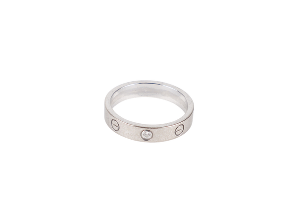 CARTIER LOVE RING WITH SINGLE DIAMOND 18K WG SIZE 55 GOJ918 5.4G WITH BOX