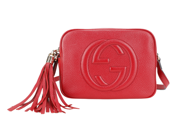 GUCCI SOHO DISCO CROSSBODY RED CALF LEATHER GOLD HARDWARE NO DUST COVER
