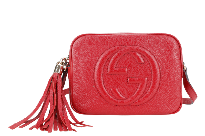 GUCCI SOHO DISCO CROSSBODY RED CALF LEATHER GOLD HARDWARE NO DUST COVER