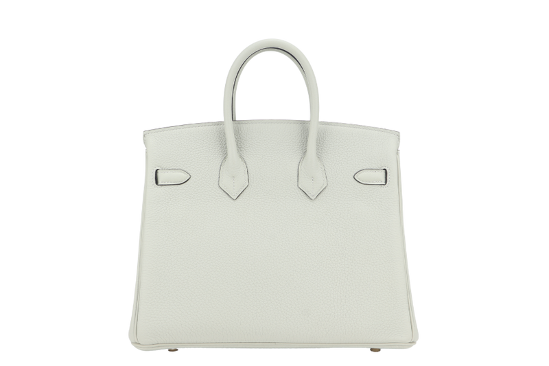 HERMES BIRKIN 25 GRIS NEVE TOGO GOLD HARDWARE STAMP B (YEAR 2023) WITH KEYS, LOCK, RAINCOAT AND DUST COVER