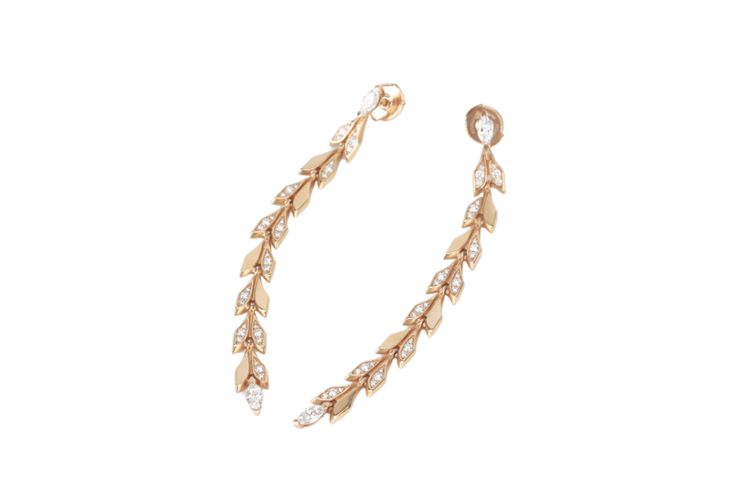 TIFFANY & CO EARRING VINE DROP IN YELLOW GOLD 18K WITH DIAMONDS WITH RECEIPT AND BOX