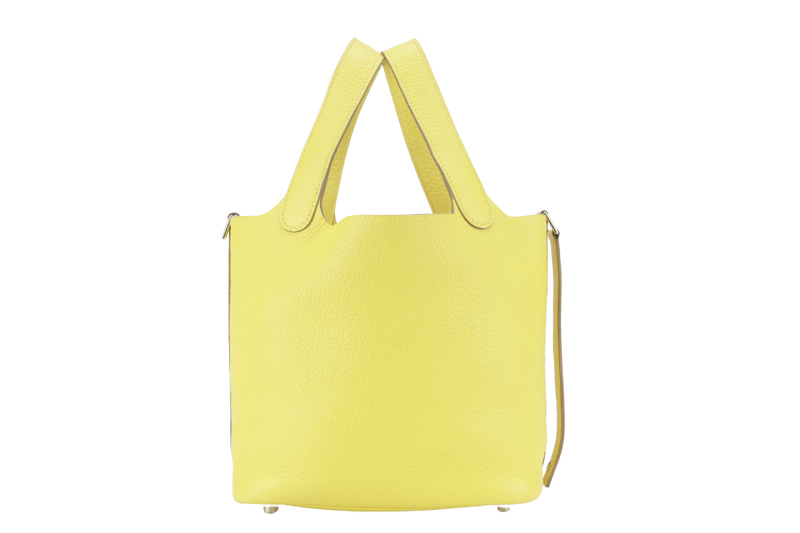 HERMES PICOTIN 18 LIME CLEMENCE LEATHER SILVER HARDWARE STAMP Y (YEAR 2020) WITH LOCK, KEY AND DUST COVER